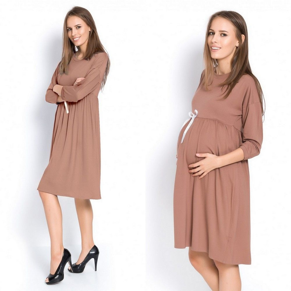 Dress, loose, maternity, quality, cappuccino from wholesale and import