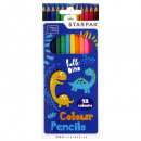 pencil crayons 12 colors/180 dino starpak powder