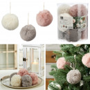 wholesale Decoration: Tree hanger plush ball, 3- times assorted in PVC T