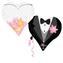 SuperShape newlyweds hearts foil balloon wrapped
