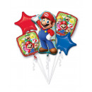 Bouquet Mario Bros 5 foil balloons packed