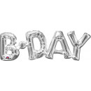 SuperShape word 'BDay' silver foil balloon