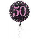 Standard Pink Celebration 50 foil balloon, round, 