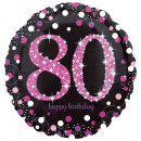 Standard Pink Celebration 80 foil balloon, round, 