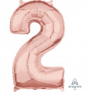 Mid size number 2 rose gold foil balloon L26 packa