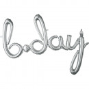 Parola di script `Bday` argento