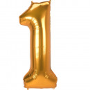 wholesale Gifts & Stationery: Jumbo Size Number 1 Gold Foil Balloon L53 packed 5