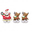 AirLoonz Santa and reindeer foil balloon Q40 pack