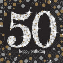 16 napkins 50 Sparkling Celebration - Silver &
