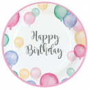 8th plateHappy Birthday Pastel round paper 23 cm