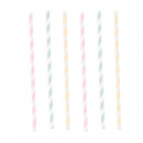 12 paper straws Happy Birthday Pastel