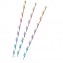 12 straws pastel rainbow paper 19.5 cm