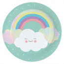 8th plate Rainbow & Cloud round paper 23 cm