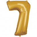 Large number 7 gold foil balloon N34 packed 58 cm