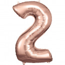 Large number 2 rose gold foil balloon N34 packed