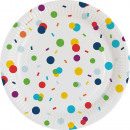 8th plate Confetti Birthday round paper 18 cm