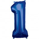 wholesale Gifts & Stationery: Large number 1 blue foil balloon N34 packed 33cm