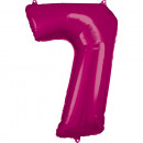 Large number 7 Pink foil balloon N34 packed 58cm