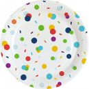 8th plate Confetti Birthday round paper 23 cm