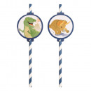 8 Happy drinking straws Dinosaur Paper 19.7 cm