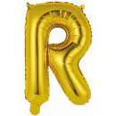 Mini Letter R Gold Foil Balloon N16 Wrapped 34