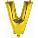 Mini Letter V Gold Foil Balloon N16 wrapped 34