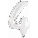 Mini number 4 silver foil balloon N16 packed 35 cm