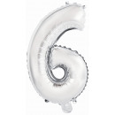 Mini number 6 silver foil balloon N16 packed 35 cm