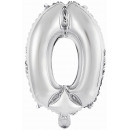 Mini number 0 silver foil balloon N16 packed 35 cm