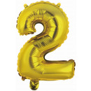 Mini number 2 gold foil balloon N16 packed 35 cm