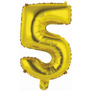 Mini number 5 gold foil balloon N16 packed 35 cm