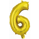 Mini number 6 gold foil balloon N16 packed 35 cm