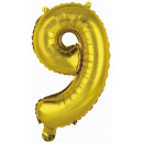 Mini number 9 gold foil balloon N16 packed 35 cm