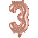 Mini number 3 rose gold foil balloon N16 packaged 