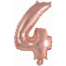 Mini number 4 rose gold foil balloon N16 wrapped 3