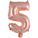 Mini number 5 rose gold foil balloon N16 wrapped 3