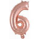 Mini number 6 rose gold foil balloon N16 wrapped 3