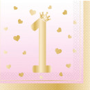 16 Servietten 1st Birthday Pink Ombre 33 x 33 cm