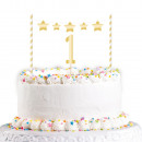 Cake decoration set 1st Birthday Gold 19 cm
