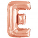Large number E rose gold foil balloon N34 wrapped 
