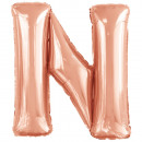 Large number N rose gold foil balloon N34 wrapped 