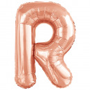 Large number R rose gold foil balloon N34 wrapped 