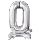 Mini number 0 with base silver foil balloon N16 v