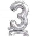 Mini number 3 with base silver foil balloon N16 v