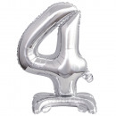 Mini number 4 with base silver foil balloon N16 v