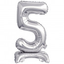 Mini number 5 with base silver foil balloon N16 v