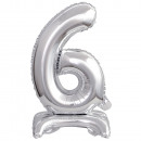 Mini number 6 with base silver foil balloon N16 v