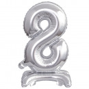 Mini number 8 with base silver foil balloon N16 v