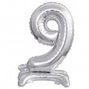 Mini number 9 with base silver foil balloon N16 v