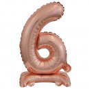 Mini number 6 with base rose gold foil balloon N16
